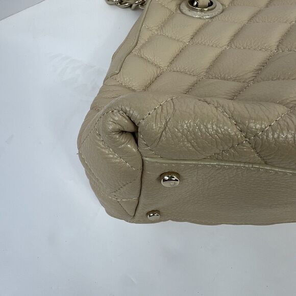 Kate Spade Georgina Gold coast Tan Cream Quilted Leather Satchel Bag Chain Bag - Picture 10 of 14